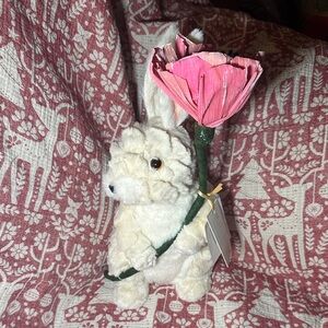 Bella Lux fur rabbit with flower Easter decor